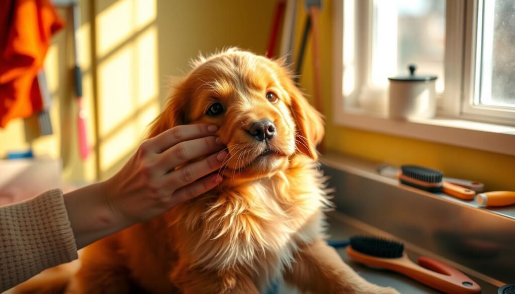 golden retriever puppy grooming