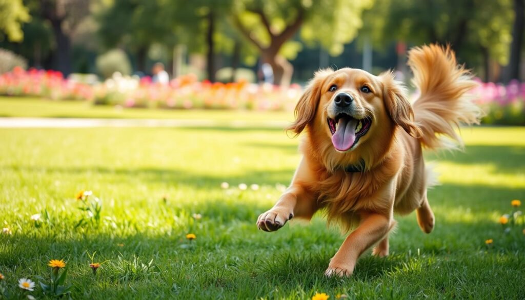 red golden retriever aussie mix playing