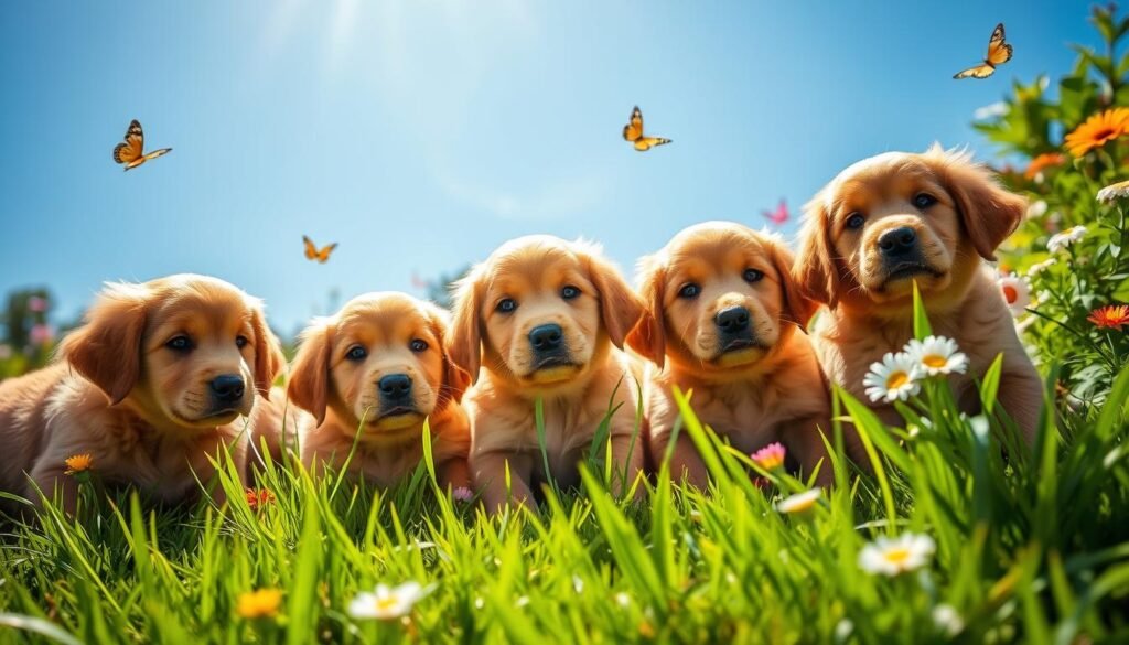 red golden retriever puppies