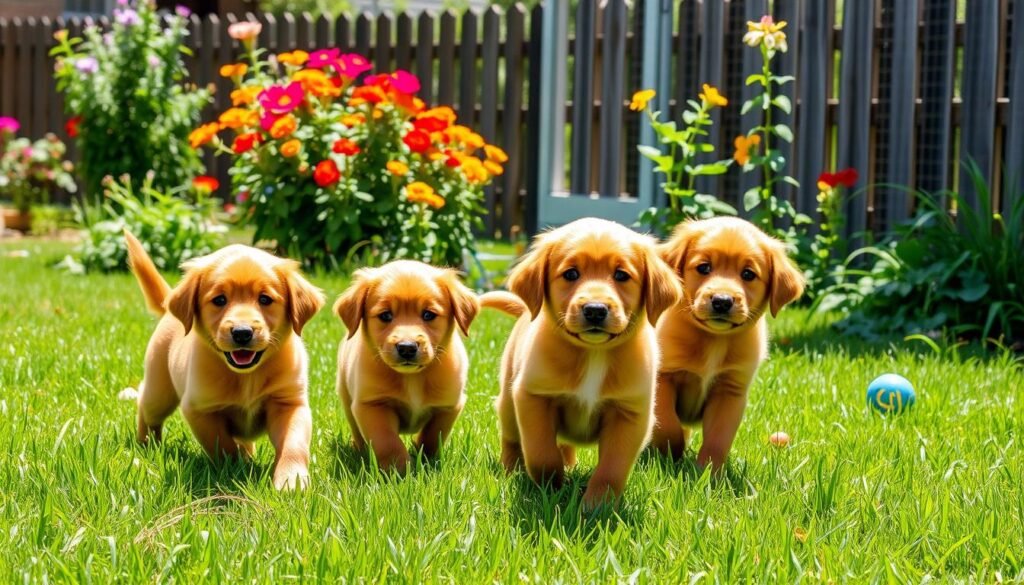 red golden retriever puppies