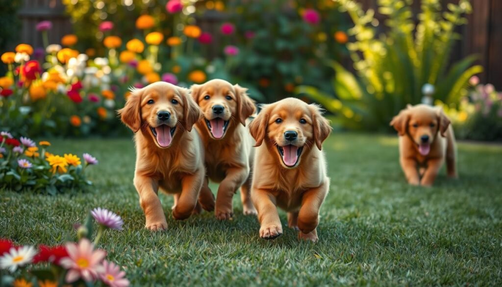 red golden retriever puppies