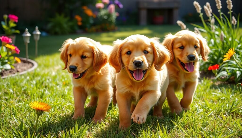 red golden retriever puppies