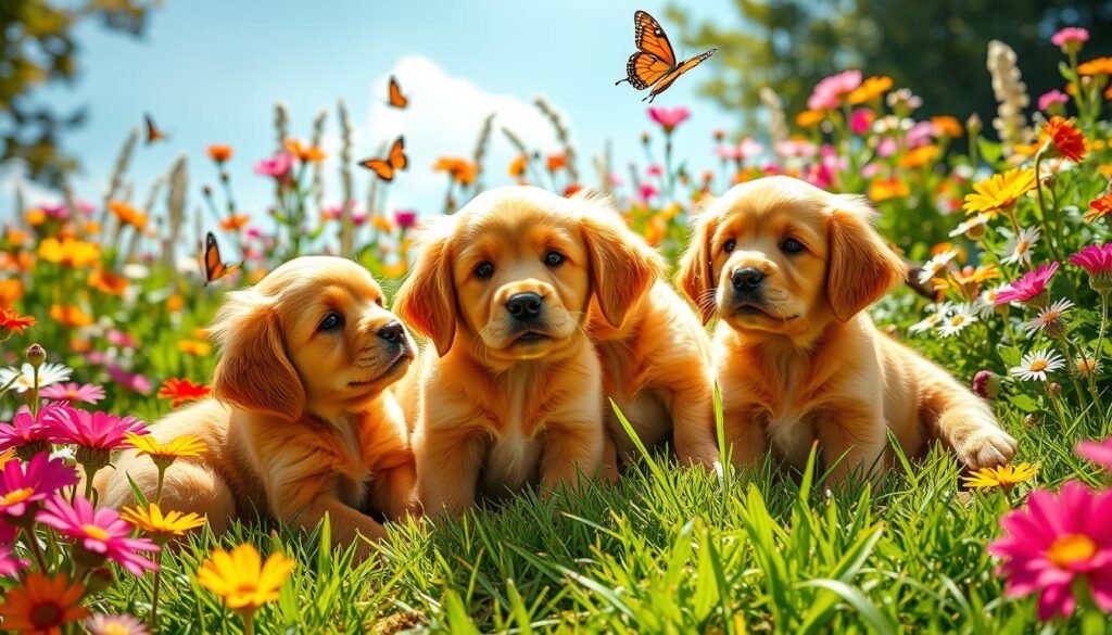 red golden retriever puppies