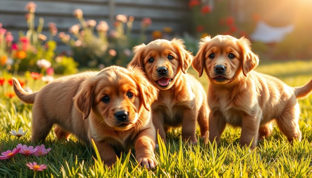 red golden retriever puppies